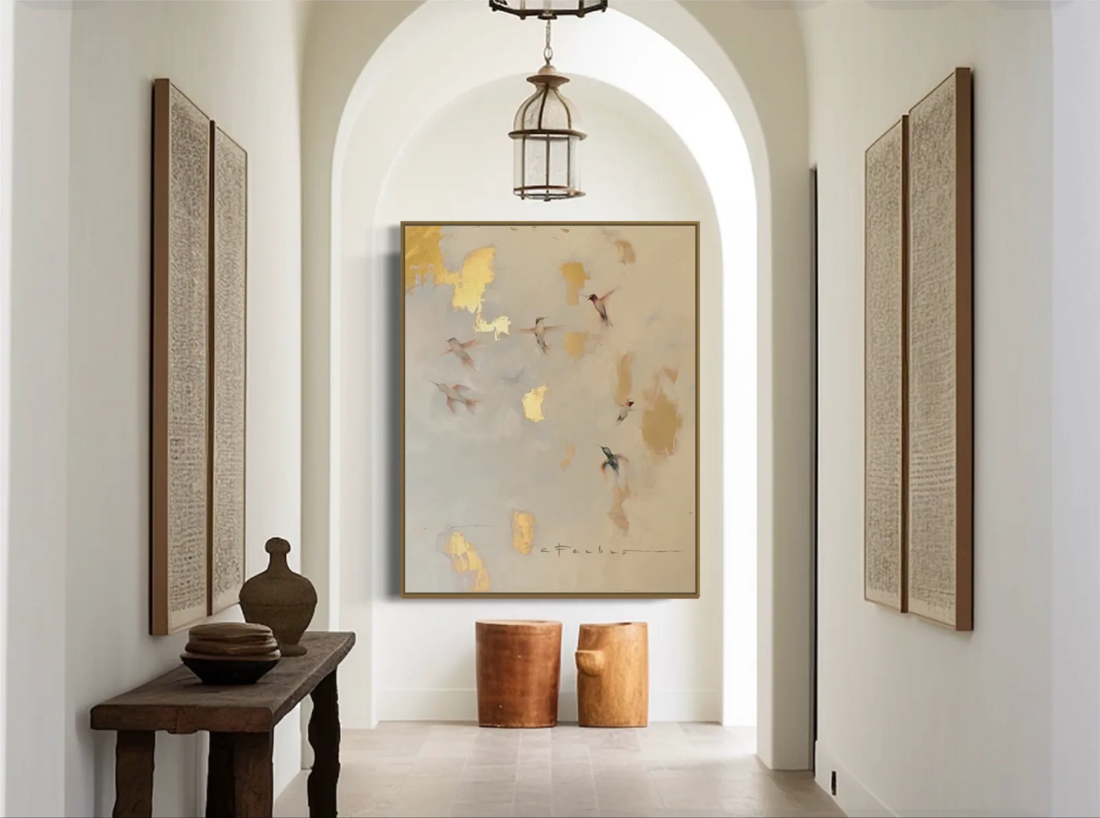 Vertical Hummingbird Paintings by Amanda Faubus