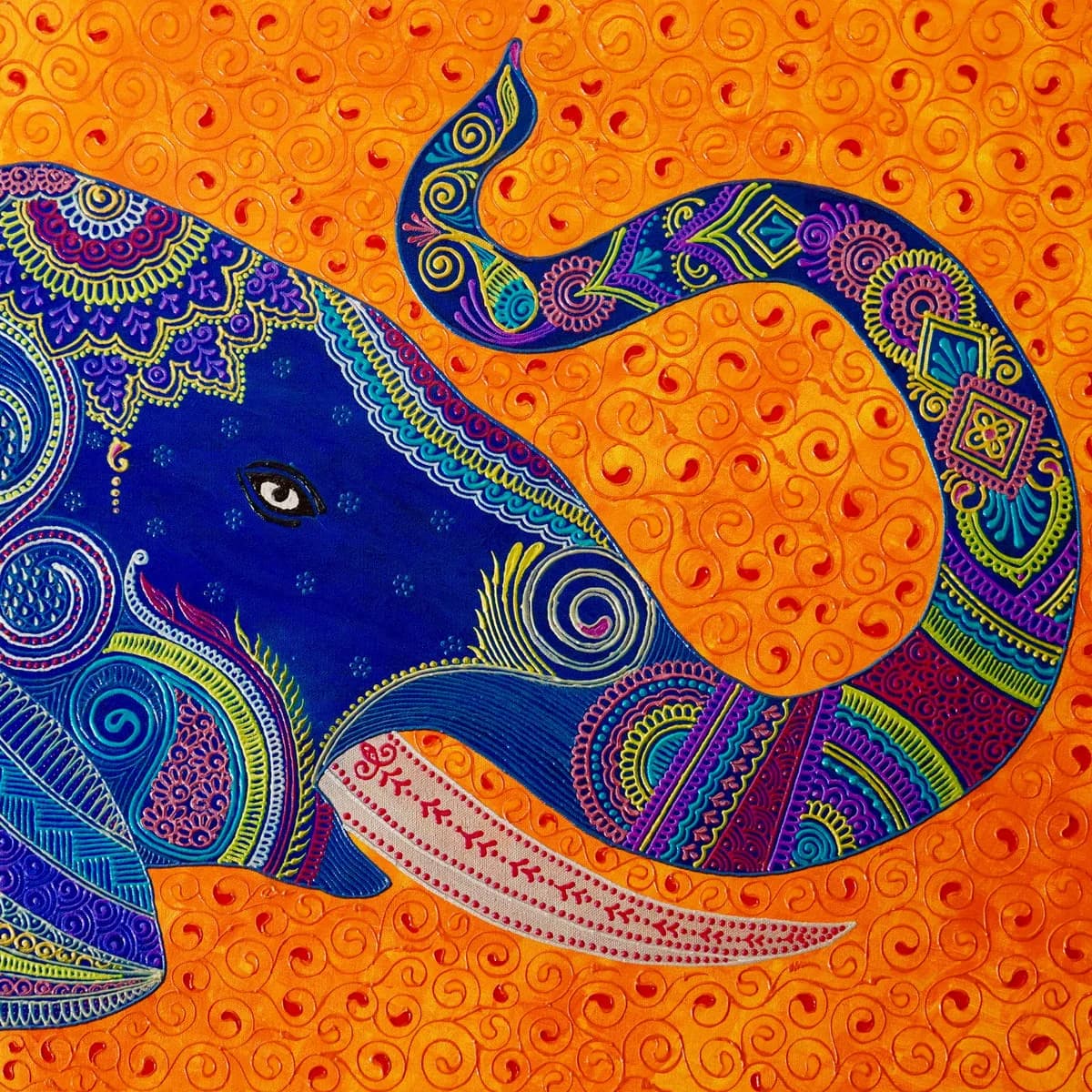 Henna Acrylic Elephant Painting | Art by Bala by Bala Thiagarajan