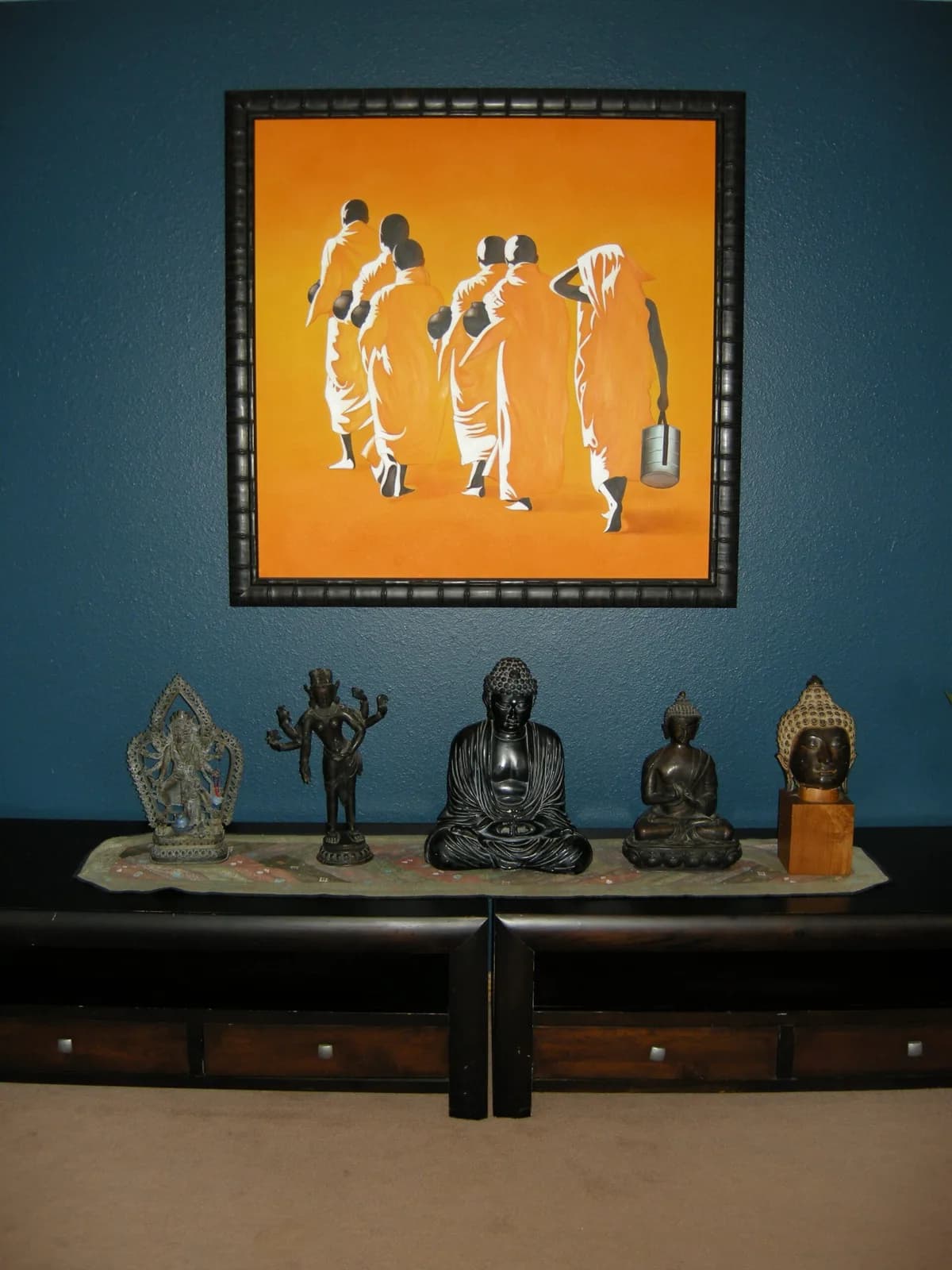 Teal accent wall by Cathy Rivers