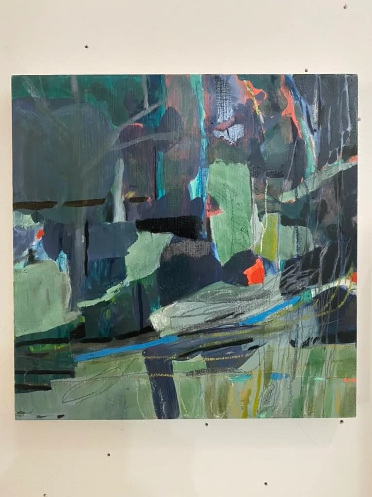 Forest Painting 1, oil and mixed media on cradled birch by Ginger Knowlton
