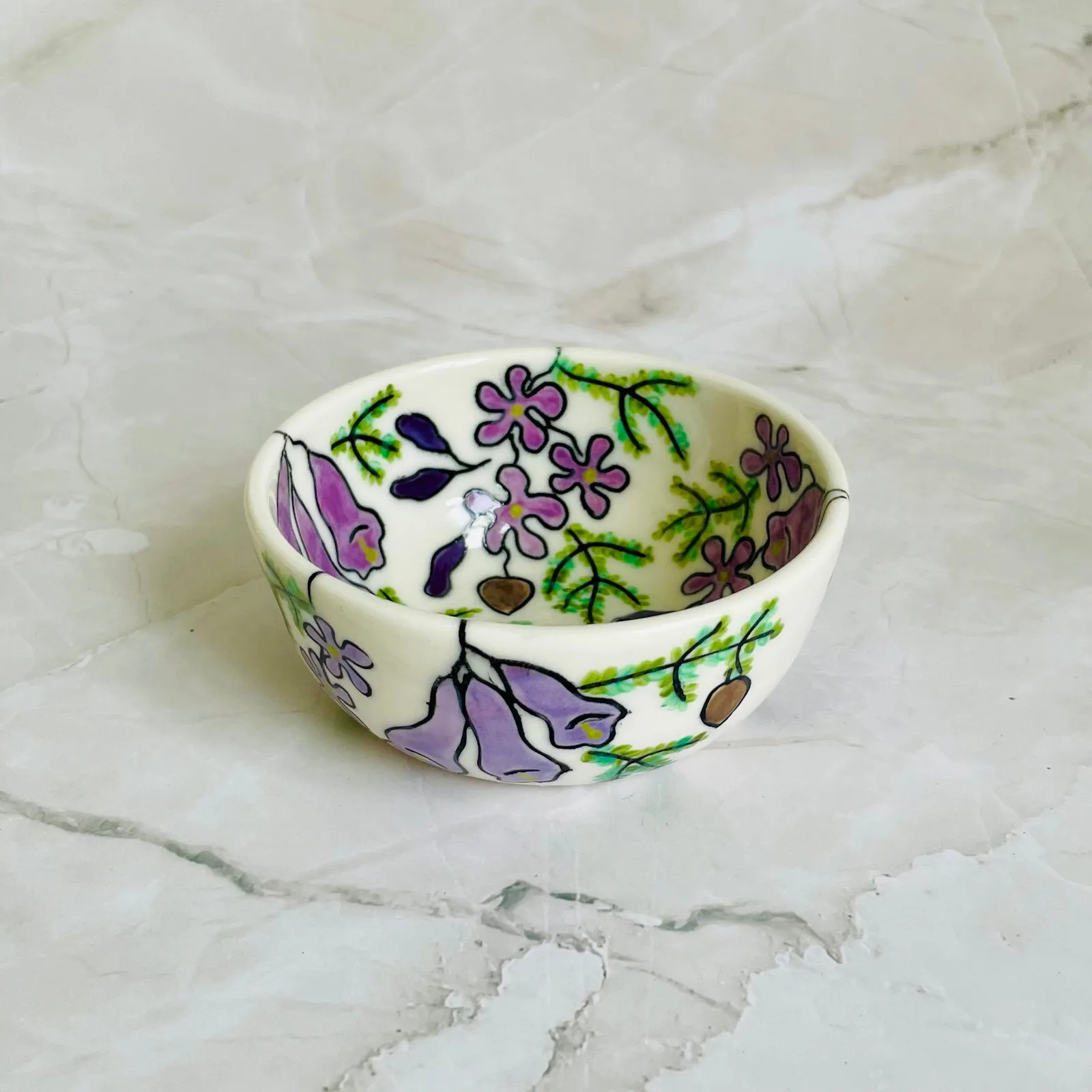 #40: Dipping bowl - Jacaranda design by Juni Margrie