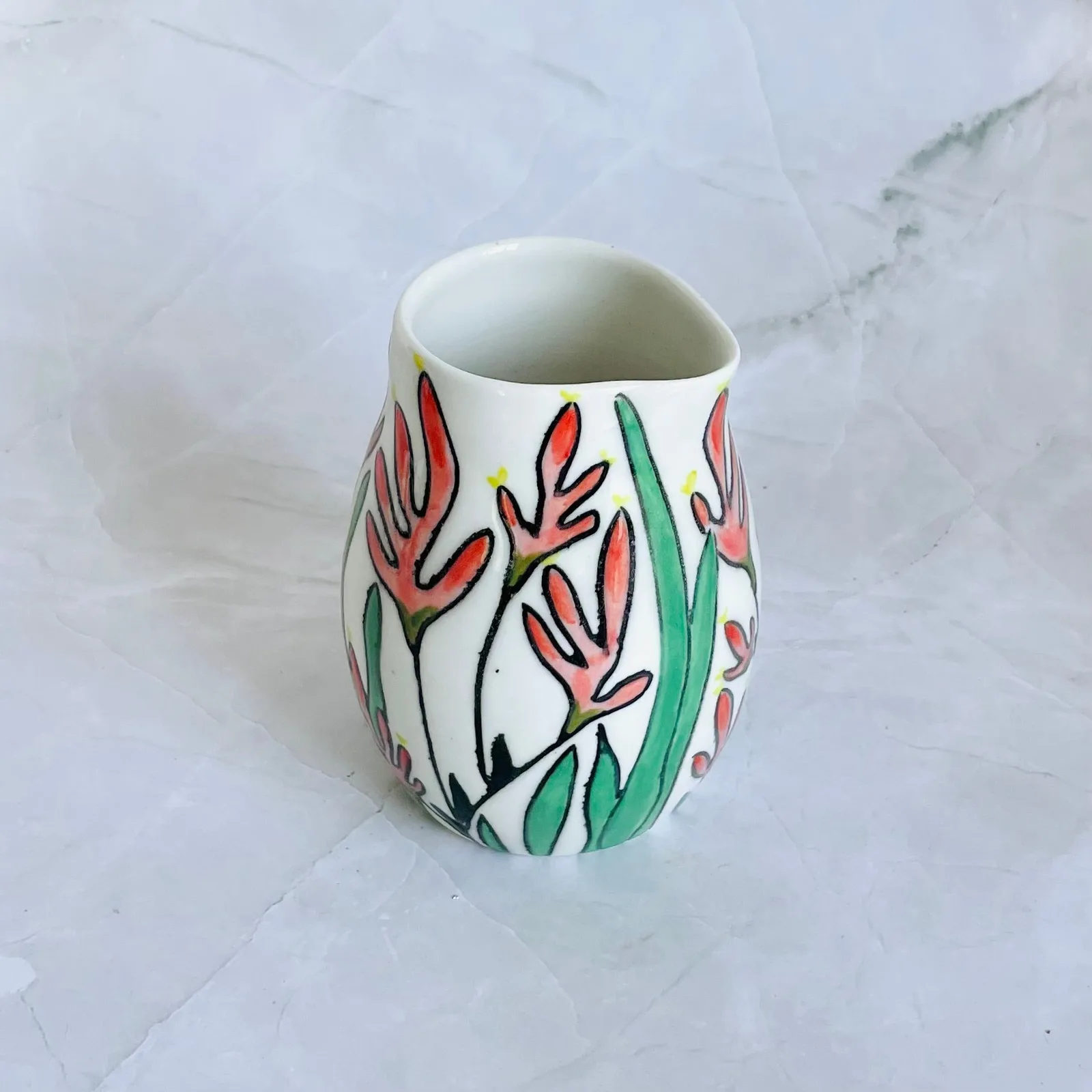#47: Small pourer - Pink kangaroo paw design by Juni Margrie