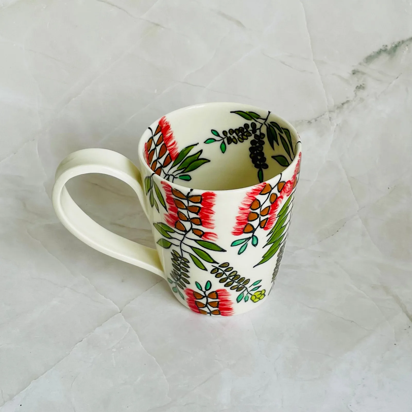 #13: Cup - Red bottlebrush (callistemon) design by Juni Margrie