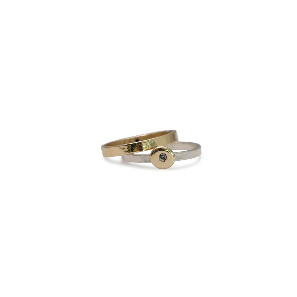 14kt Gold Dot Ring with Diamond by Karen Edgerly