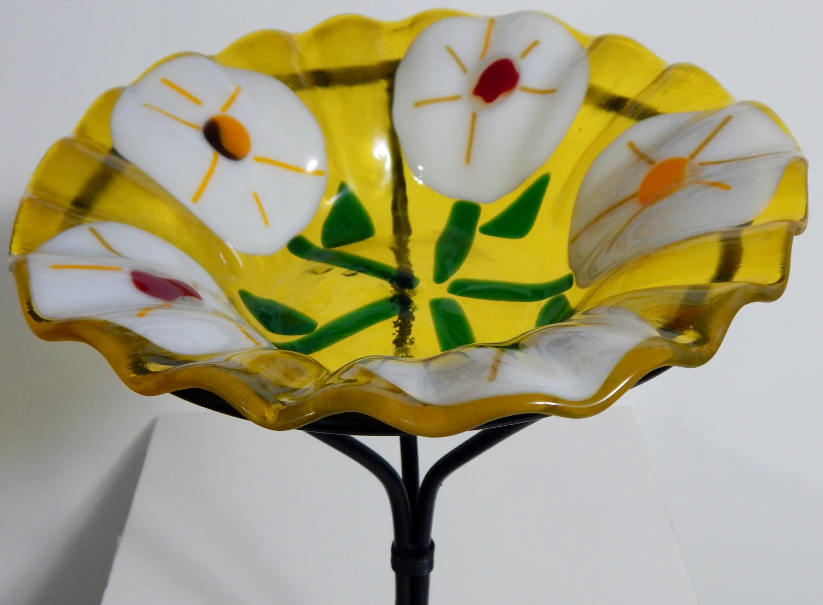 Yellow/Daisy Birdbath by Molly Hargarten