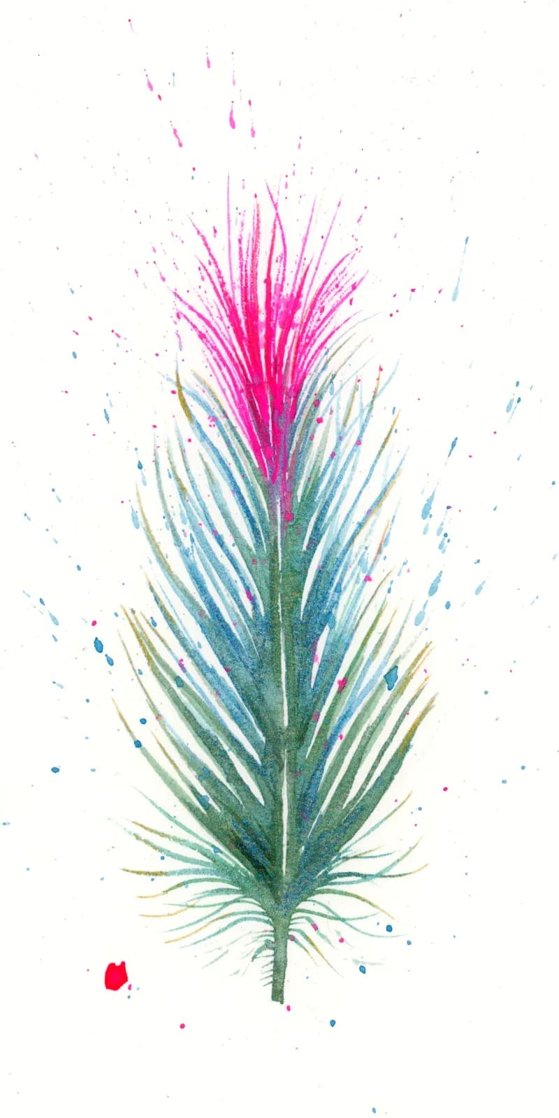 Hummingbird – watercolor feather painting by Shayna Larsen. by Shayna Larsen