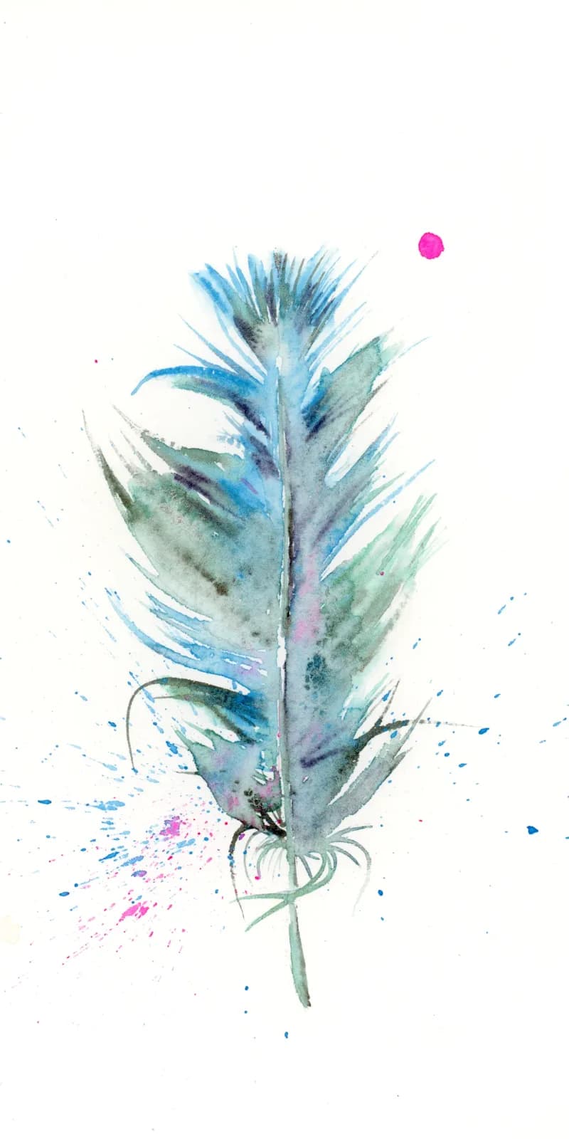 Hummingbird – watercolor feather painting by Shayna Larsen. by Shayna Larsen