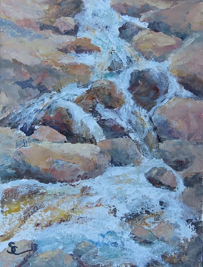 Flowing with Attitude by Sue Cable, Acrylic by Sue Cable