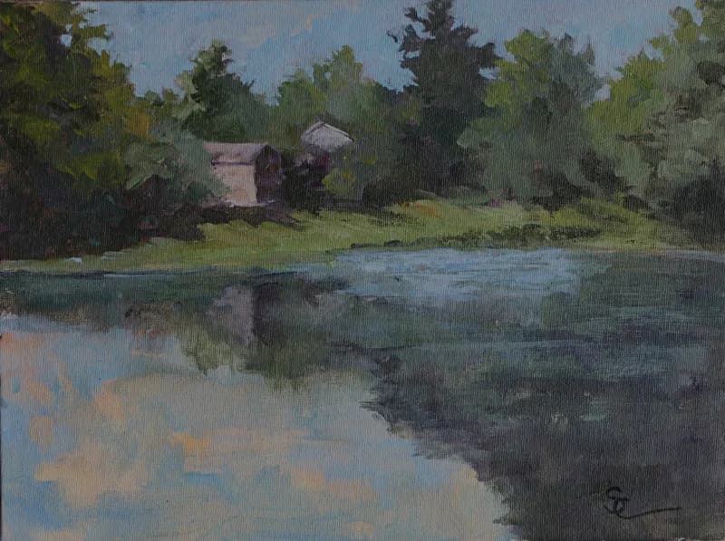 House on the Lake by Sue Cable, Acrylic by Sue Cable